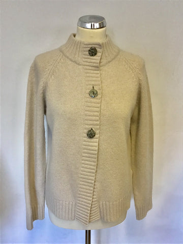 HOBBS LIGHT BEIGE WOOL & ANGORA BLEND CARDIGAN SIZE 16