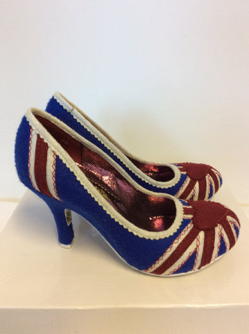 BRAND NEW EX DISPLAY IRREGULAR CHOICE UNION JACK HEELS SIZE 5/38