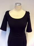 HOBBS BLACK SHORT SLEEVE PENCIL DRESS SIZE 8