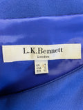 LK BENNETT ROYAL BLUE HALF SLEEVE SPECIAL OCCASION TAN PENCIL DRESS SIZE 14