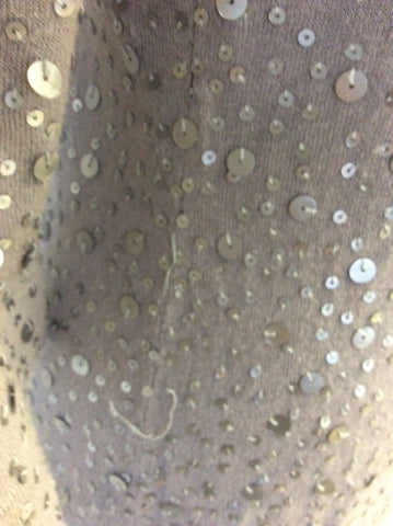 HOBBS SILVER GREY SEQUINNED V NECK 3/4 SLEEVE JUMPER SIZE 12