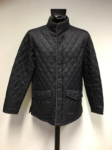 MUSTO BLACK & BROWN TRIM LIGHTLY QUILTED COUNTRY JACKET SIZE L
