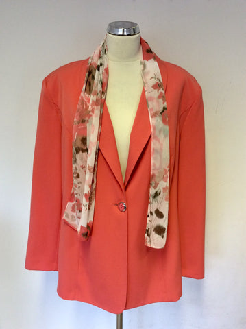 BRAND NEW HUDSON & ONSLO APRICOT JACKET WITH DETACHABLE SCARF SIZE 22