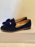 GALLERY DARK BLUE SUEDE TASSEL TRIM LOAFERS SIZE 6/39