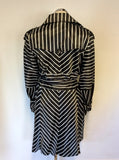 FAUST BLACK & WHITE STRIPED TRENCH COAT/ MAC SIZE 16