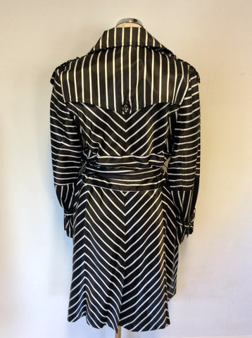 FAUST BLACK & WHITE STRIPED TRENCH COAT/ MAC SIZE 16
