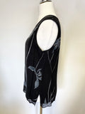 NITYA BLACK,BLUE & GREY PRINT LONG SKIRT & MATCHING SLEEVELESS TOP  SIZE 46 UK 18