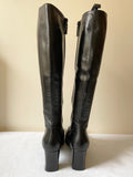 RUSSELL & BROMLEY BLACK KNEE LENGTH HEELED BOOTS SIZE 6/39
