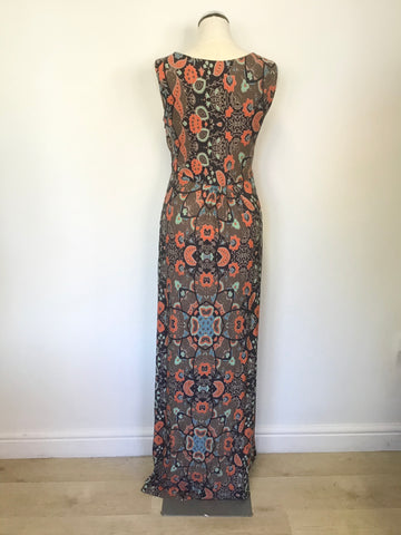 MONSOON MULTI COLOURED PRINT SLEEVELESS MAXI DRESS SIZE 10