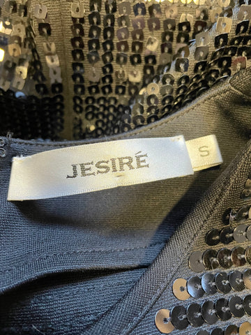 JESIRE BLACK SEQUINNED 3/4 SLEEVE COCKTAIL DRESS SIZE S