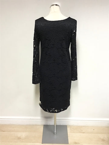 A POSTCARD FROM BRIGHTON BLACK LACE LONG SLEEVE SHIFT DRESS SIZE 2 UK 12/14