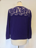 HOBBS ROYAL BLUE LACE TRIM CARDIGAN SIZE L