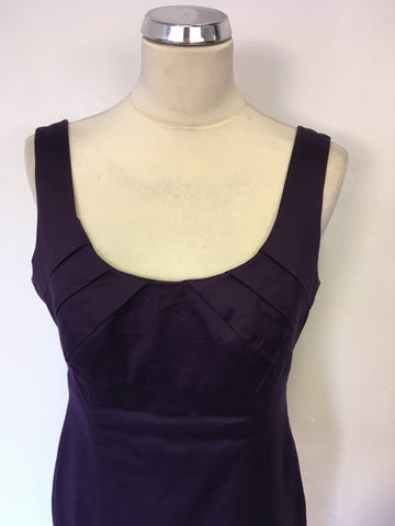COAST AUBERGINE COTTON SLEEVELESS PENCIL DRESS SIZE 12