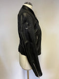 SUPERDRY BLACK COLLARLESS ZIP UP BIKER JACKET SIZE M