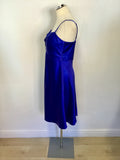 GINA BACCONI ELECTRIC BLUE SATIN SPECIAL OCCASION DRESS & MATCHING WRAP SIZE 14