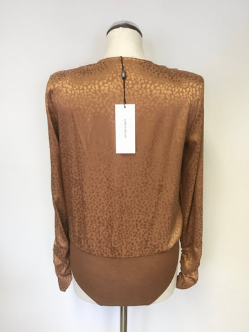 BRAND NEW KAREN MILLEN TAN JACQUARD SATIN  SUIT SIZE 10