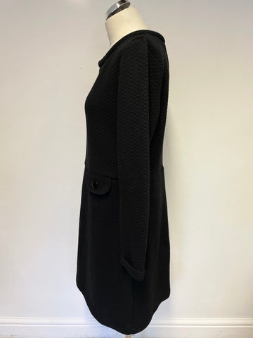 BODEN BLACK BOAT NECKLINE LONG SLEEVED SHIFT DRESS SIZE 14