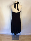 DONNA RICCO BLACK SILK BEADED HALTERNECK COCKTAIL/EVENING DRESS SIZE 12