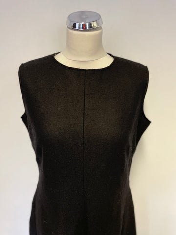 HOBBS BLACK WOOL BLEND SLEEVELESS FIT & FLARE MIDI DRESS SIZE 14