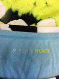 MARCCAIN SPORTS BLACK,WHITE,LIME GREEN & BLUE PRINT SHORT SLEEVE TOP SIZE N5 UK 16