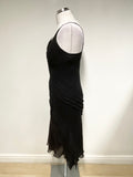 Pearce Fionda Black Silk Pleated Detail Strappy Dress Size 10