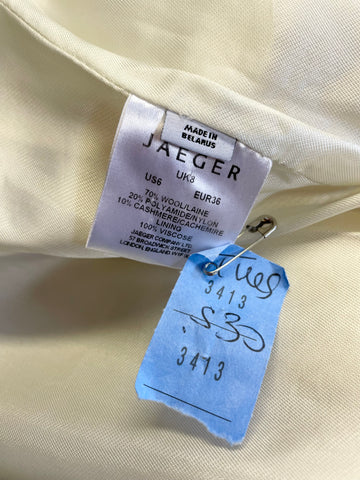 JAEGER WINTER WHITE DOUBLE BREASTED KNEE LENGTH COAT SIZE 10