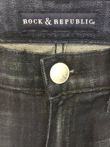 BRAND NEW ROCK & REPUBLIC DARK BLUE NORA BOOTCUT JEANS SIZE 26 W, 34 L
