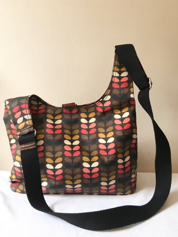 ORLA KIERLY BROWN & MULTI COLOURED PRINT CROSS BODY/ SHOULDER BAG