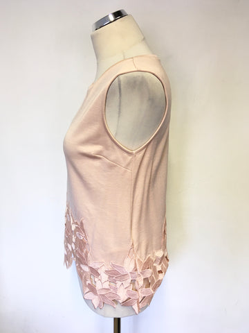 MARCIANO LOS ANGELES LIGHT PEACH SLEEVELESS TOP WITH CUT OUT DESIGN SIZE 42 UK 10