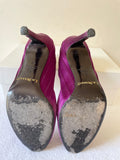 LK BENNETT SUITE BERRY SUEDE & SATIN PEEP TOE SPECIAL OCCASION HEELS SIZE 6/39