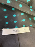 BRAND NEW PRADA BLACK & GREEN SPOT TIE FRONT SILK BLOUSE SIZE 40 UK 8