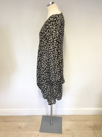 THE MASAI CLOTHING COMPANY NAVY BLUE & WHITE BOW TRIM PARACHUTE HEM DRESS SIZE M