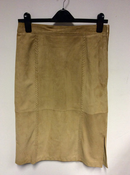 GERRY WEBER CAMEL SUEDE PENCIL SKIRT SIZE 12