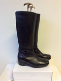 PAVERS BLACK LEATHER KNEE LENGTH WEDGE HEEL BOOTS SIZE 6/39