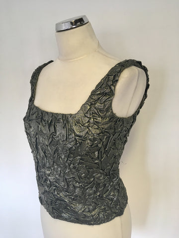 MULBERRY PEWTER METALLIC SLEEVELESS BODICE SILK LINED TOP SIZE 10