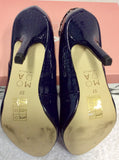 BRAND NEW MODA IN PELLE CARLINO NAVY PATENT CHAIN TRIM HEELS SIZE 4/37