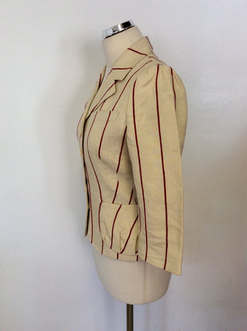 SAMPLE MULBERRY CREAM & RED LINEN & COTTON JACKET SIZE 10