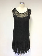 POLO BY RALPH LAUREN BLACK BEADED SLEEVELESS DRESS SIZE UK 8