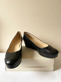 HOBBS BLACK LEATHER PLATFORM SOLE WEDGE HEELS SIZE 7/40
