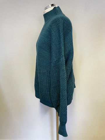 WHISTLES TEAL CHUNKY KNIT TEXTURED KNIT JUMPER SIZE L