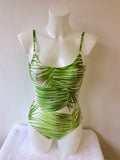 LENNY NIEMEYER GREEN & WHITE PRINT SWIMSUIT & COVER UP SIZE P/S