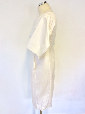 JILL SANDER WHITE COTTON SHORT WIDE SLEEVE DRESS SIZE 36 UK 8 FIT UK 10/12