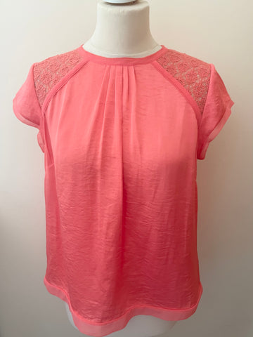 JIGSAW CORAL LACE TRIM SHORT SLEEVE TOP SIZE 12