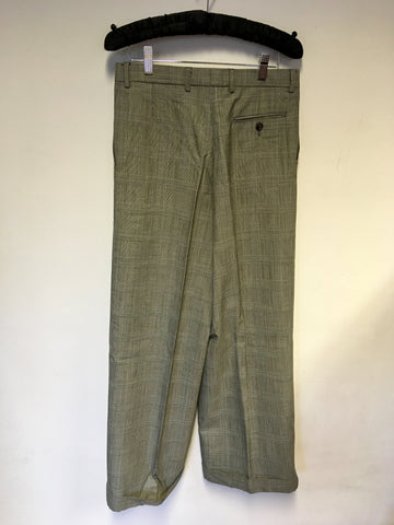 MARGARET HOWELL BLACK & WHITE PRINCE OF WALES CHECK WOOL TROUSERS SIZE 10