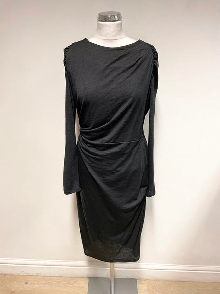 WHISTLES DARK GREEN JERSEY LONG SLEEVED PENCIL DRESS SIZE 14