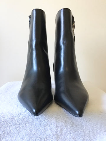 BRAND NEW ZARA BLACK LEATHER PERSPEX HEEL ANKLE BOOTS SIZE 7/40