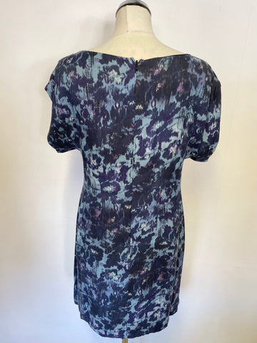JIGSAW BLUE PRINT CAP SLEEVE SHIFT DRESS SIZE 12