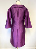 LK BENNETT PURPLE SILK & WOOL BLEND PENCIL DRESS & JACKET SUIT SIZE 12