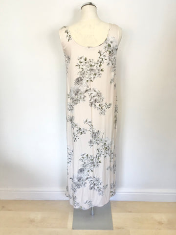 BRAND NEW MARKS & SPENCER AUTOGRAPH IVORY & GREY FLORAL PRINT SLEEVELESS LONG DRESS SIZE 10