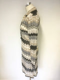 MONSOON METALLIC ZIG ZAG DESIGN FINE KNIT LONG CARDIGAN SIZE 14
